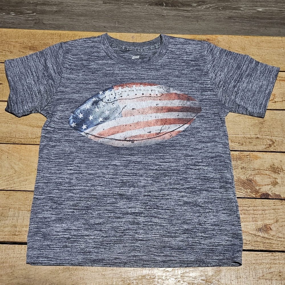 Patriotic Kids Tee with Flag Football Design